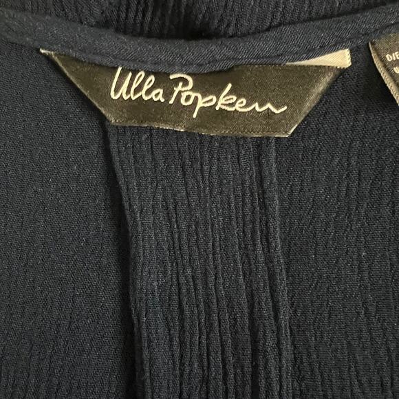 Ulla Popken Womens Tunic 20/22 Navy Floral Boho Peasant 3/4 Sleeve Viscose - Picture 6 of 9